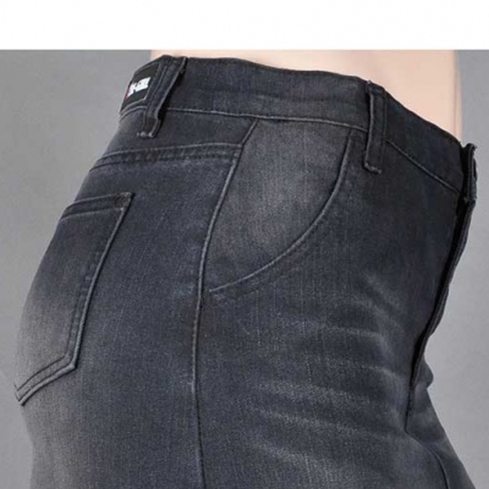 Plus Size Stretch Black Denim Knee Length Skirt - Picture 4 of 5